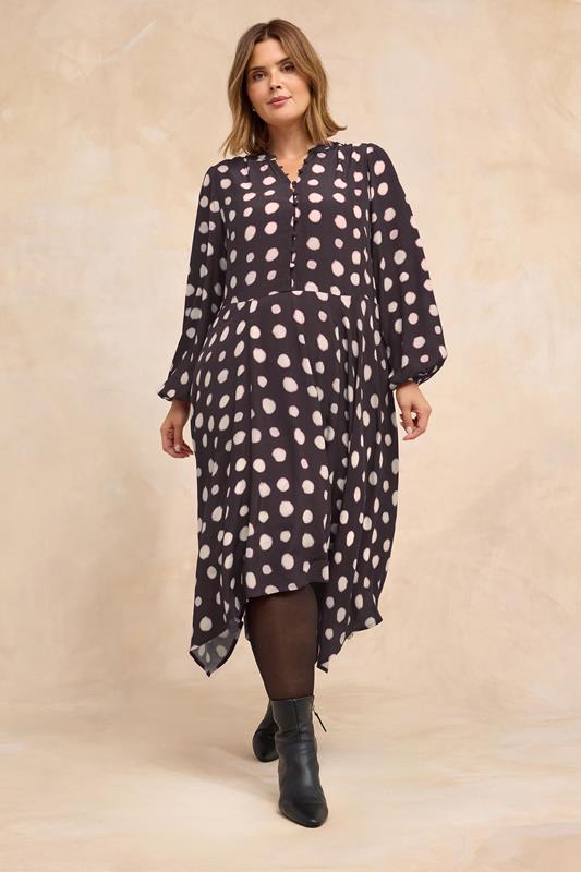 EVANS Plus Size Purple Spot Print Hanky Hem Dress | Evans 2