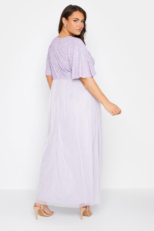 LUXE Plus Size Lilac Purple Sequin Hand Embellished Maxi Dress | Yours Clothing  3