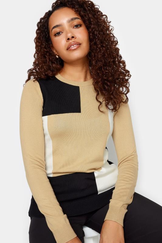 M&Co Neutral Brown Colourblock Knitted Jumper | M&Co 4