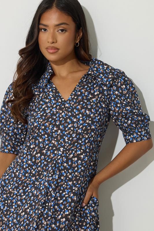 PixieGirl Petite Women's Black Spot Collar Midi Dress | PixieGirl 4