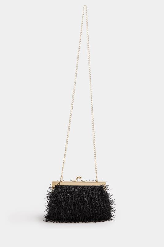  Yours Black Eyelash Clutch Bag