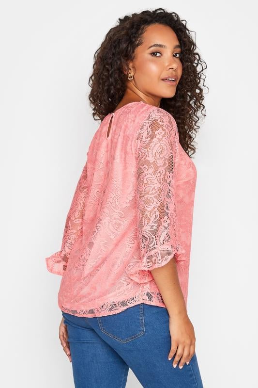 M&Co Light Pink Floral Lace Long Sleeve Blouse | M&Co 3
