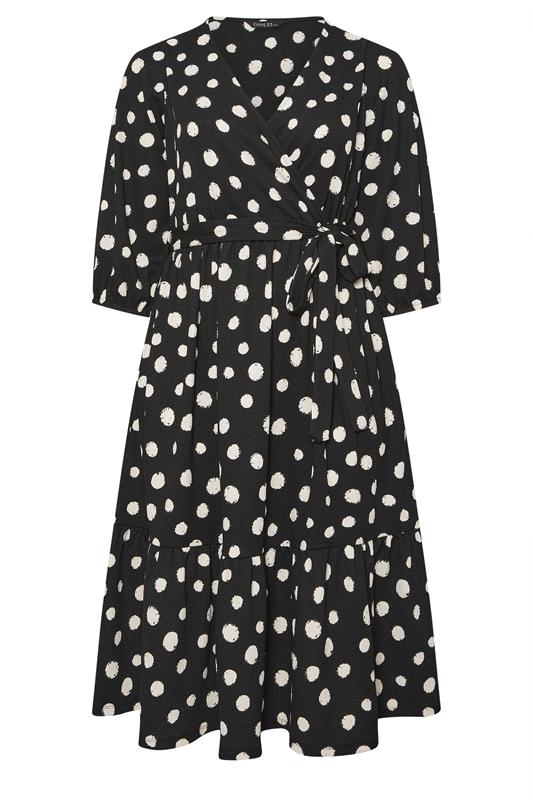 EVANS Plus Size Black Polka Dot Jersey Wrap Dress | Evans 5