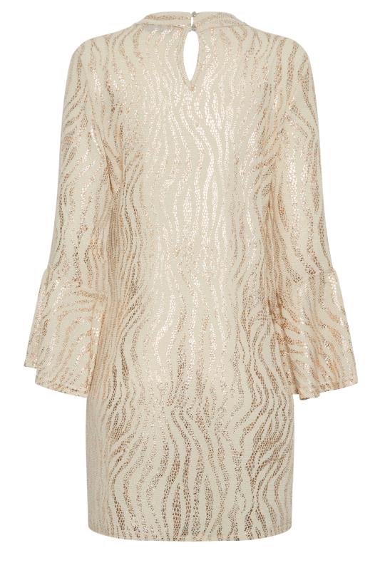 M&Co Gold Sparkly Bell Sleeve Mini Dress | M&Co 8