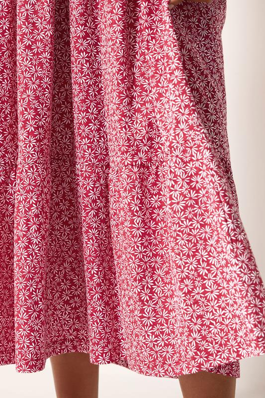 M&Co Red Floral Cotton Tiered Maxi Dress | M&Co 5