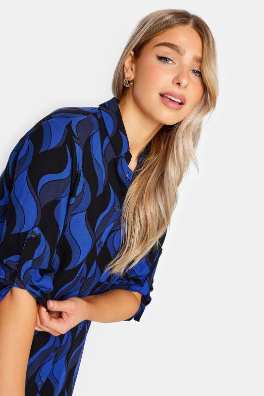 M&Co Black & Blue Swirl Print Tab Sleeve Shirt | M&Co 4