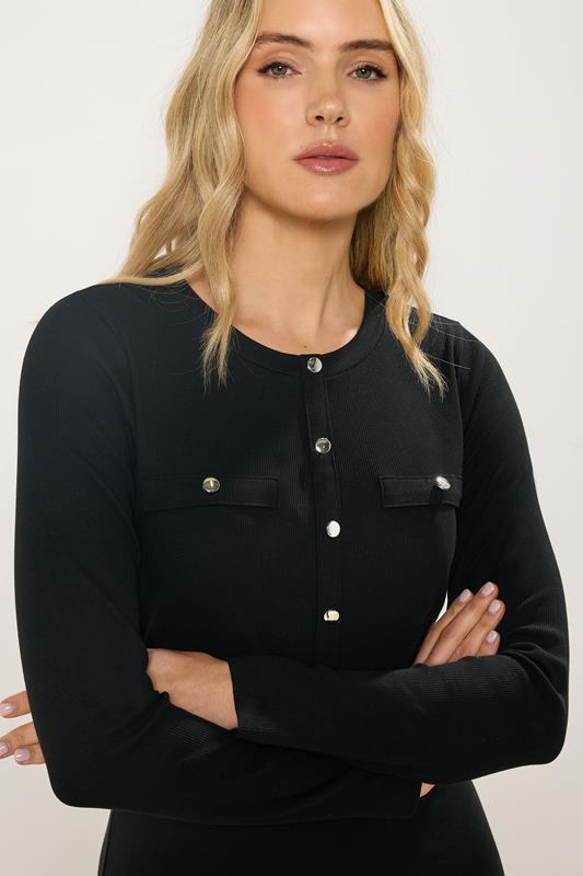 LTS Tall Black Button Detail A-Line Midaxi Dress | Long Tall Sally  5