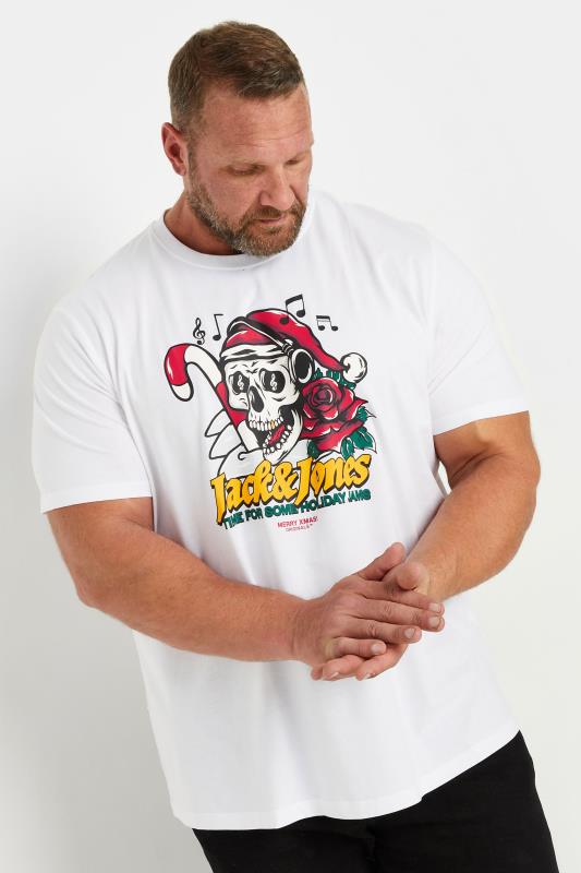  JACK & JONES Big & Tall White 'Holiday Jams' Printed T-Shirt