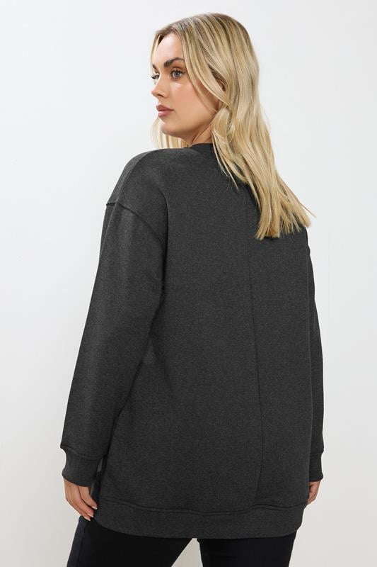 YOURS Curve Grey 'True Love Feeling' Heart Embellished Sweatshirt | Yours Clothing 2