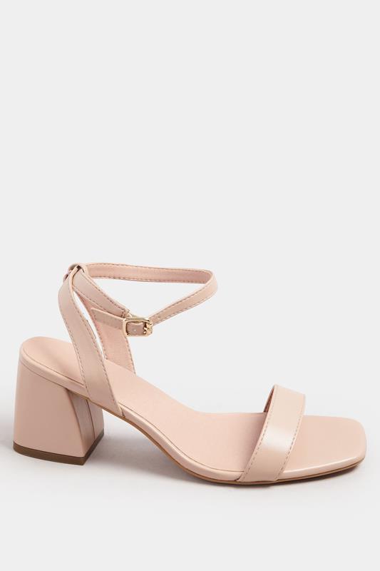 Nude Faux Leather Block Heel Sandals In Extra Wide EEE Fit | Yours Clothing 2