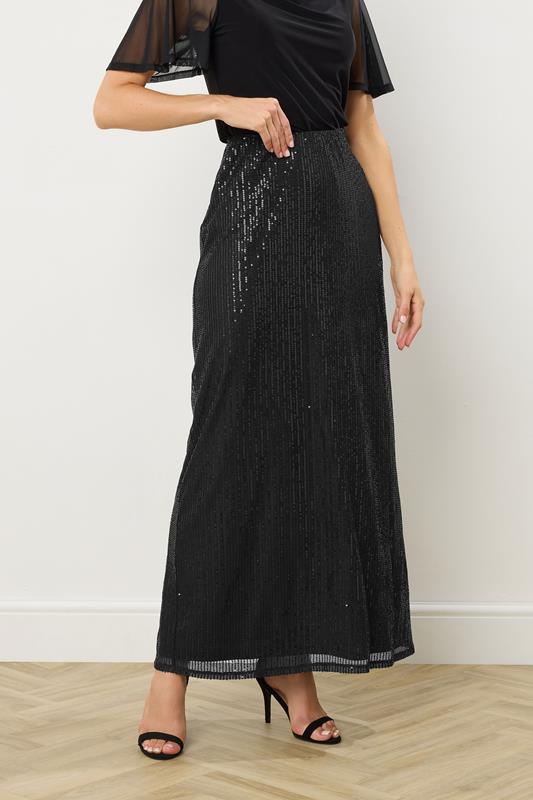 LTS Tall Black Sequin Maxi Skirt | Long Tall Sally 1