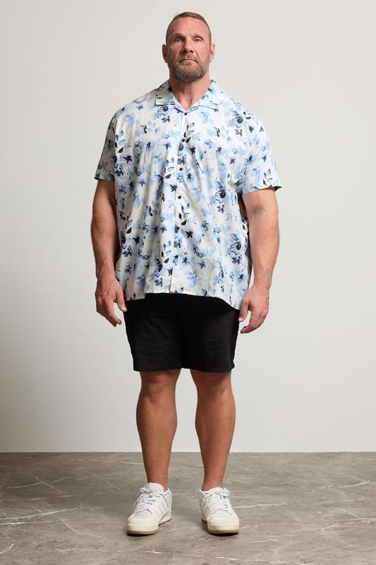 BadRhino Big & Tall White Flower Print Peached Revere Collar Shirt | BadRhino 2