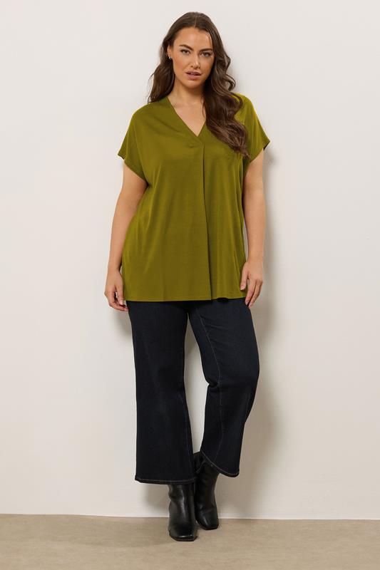 EVANS Curve Green Premium Jersey Pleat Swing Top 2
