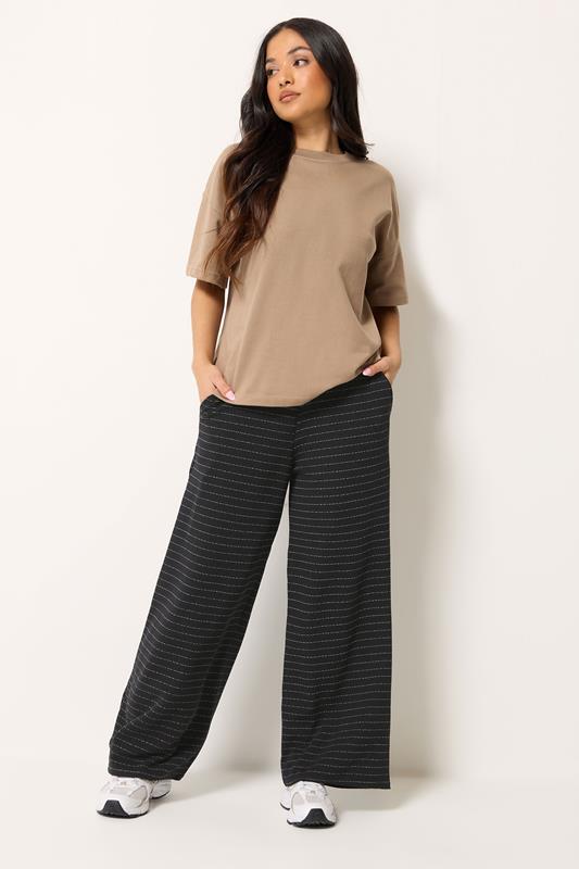 PixieGirl Petite Women's Black & White Striped Wide Leg Trousers | PixieGirl 1