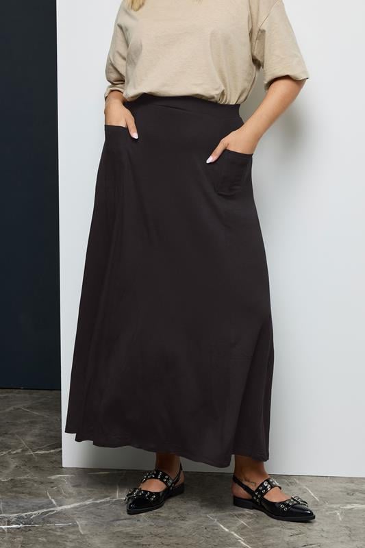 Black Maxi Jersey Strtech Skirt With Pockets, Plus size 16 to 36 1
