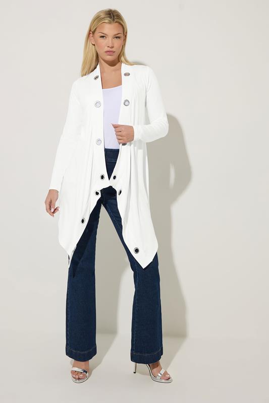 STAR White Eyelet Detail Waterfall Cardigan | StarByJM 1