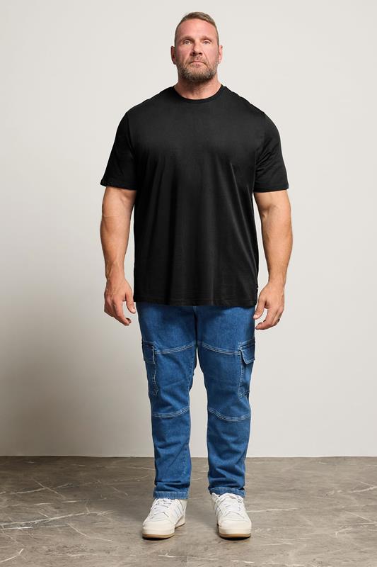 JACK & JONES Big & Tall Black Jenoa Crew T-Shirt | BadRhino 1