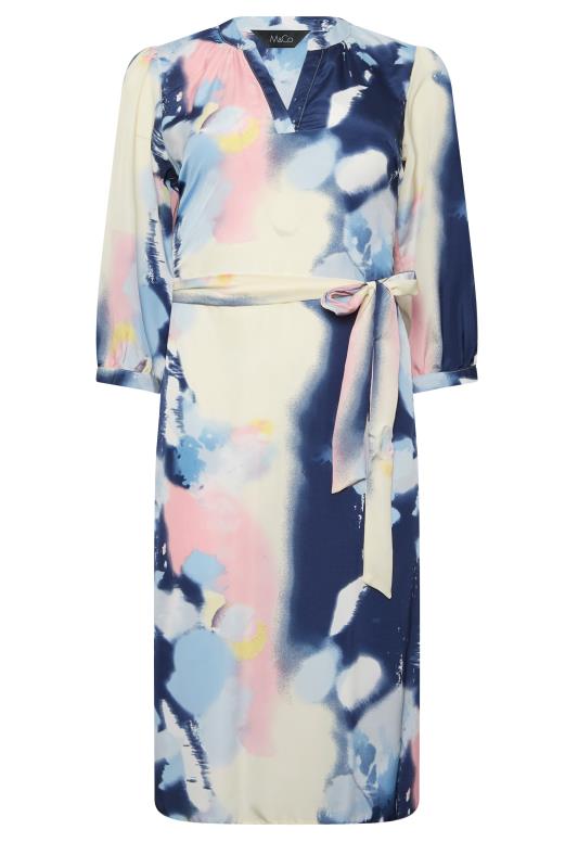 M&Co Blue Abstract Print Tie Waist Tunic Dress | M&Co 6