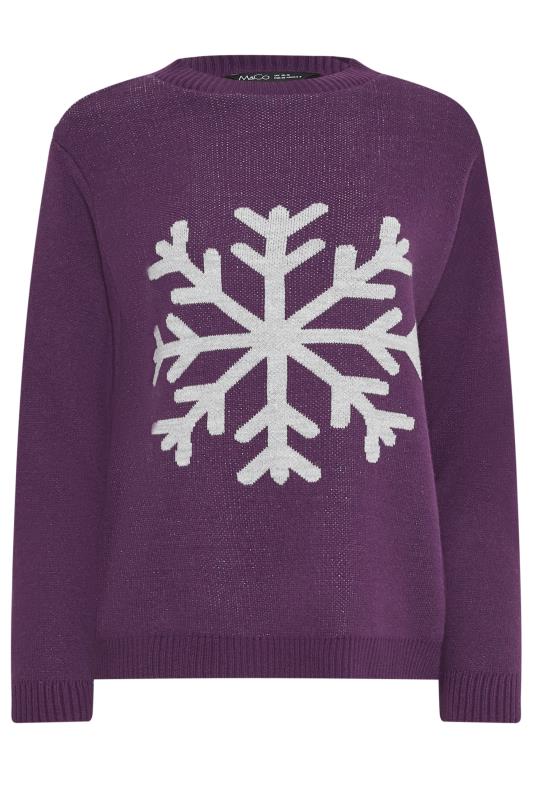 M&Co Petite Dark Purple Snowflake Christmas Jumper | M&Co  5