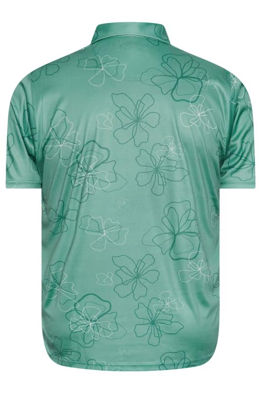 BadRhino Golf Big & Tall Green Floral Print Polo Shirt | BadRhino 8