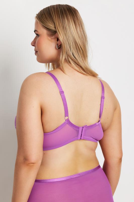 YOURS Plus Size Purple Lace Detail Non-Padded Bra | Yours Clothing  2
