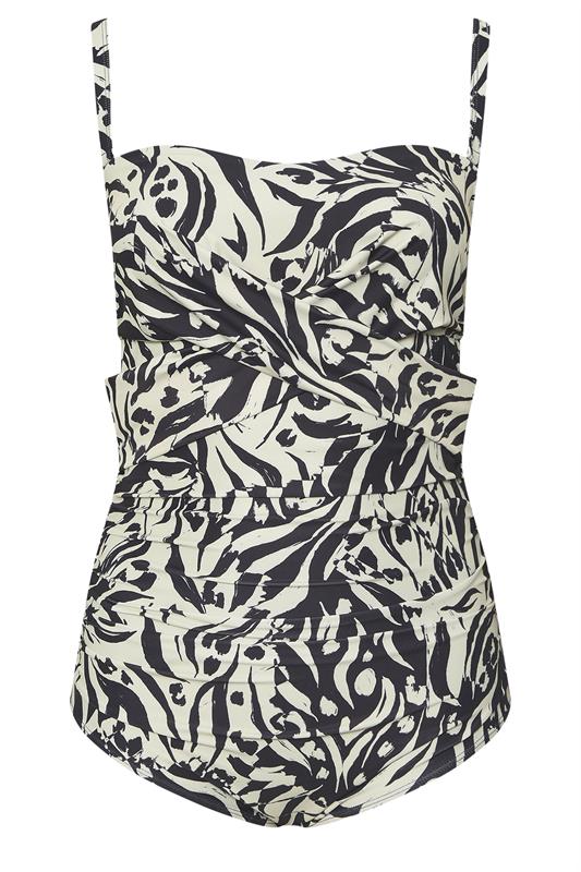 YOURS Plus Size Black Abstract Animal Print Super Sculpt Swimsuit | Yours Clothing 8