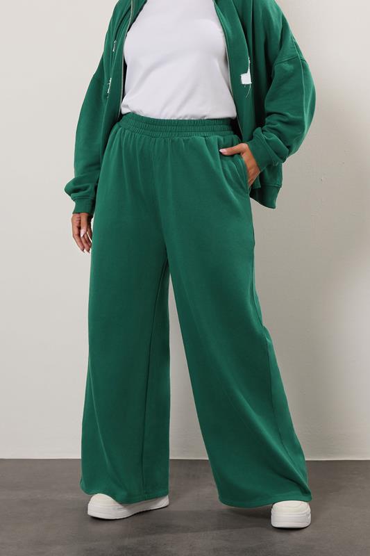 YOURS Curve Green 'LA' Wide Leg Joggers