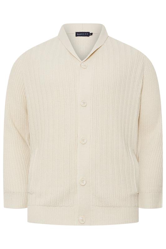 BadRhino Big & Tall Natural Brown Knitted Shawl Cardigan | BadRhino 6