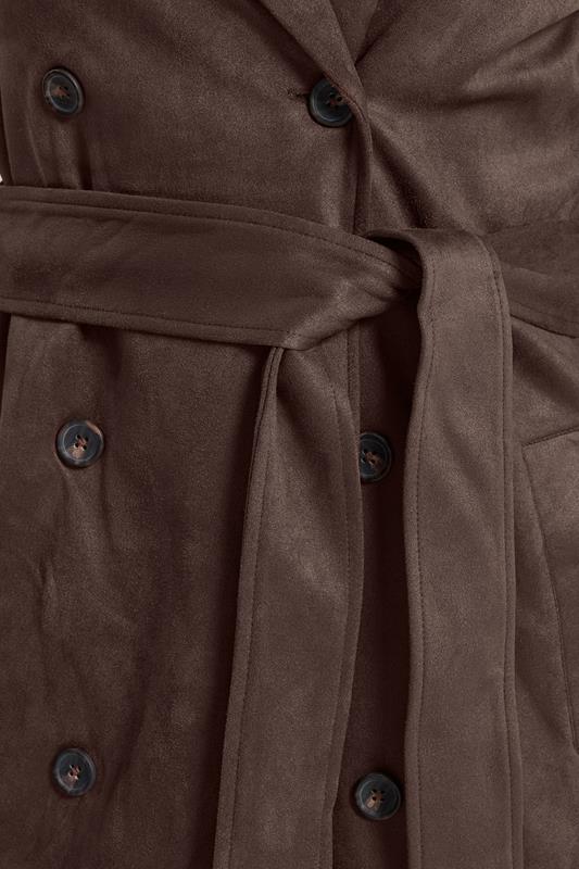LTS Tall Women's Chocolate Brown Faux Suede Trench Coat | Long Tall Sally 6