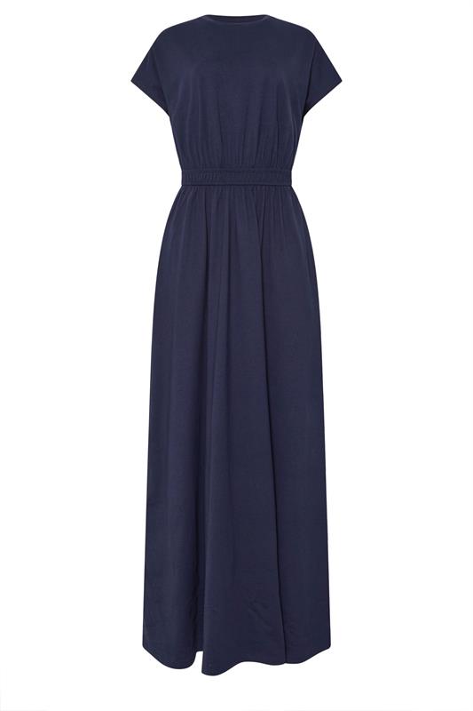 LTS Tall Navy Blue Jersey Shirred Waist Cotton Maxi Dress | Long Tall Sally 6