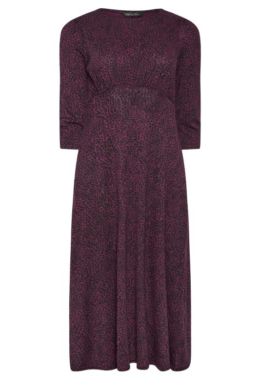 M&Co Petite Berry Purple Animal Print Midi Dress | M&Co 5