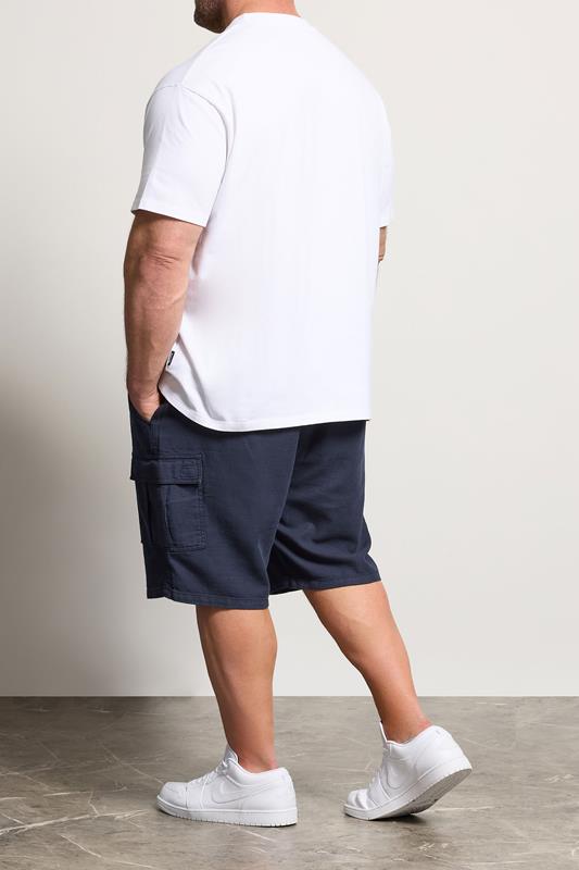 BadRhino Big & Tall Navy Blue Washed Slub Cotton Cargo Shorts | BadRhino 4