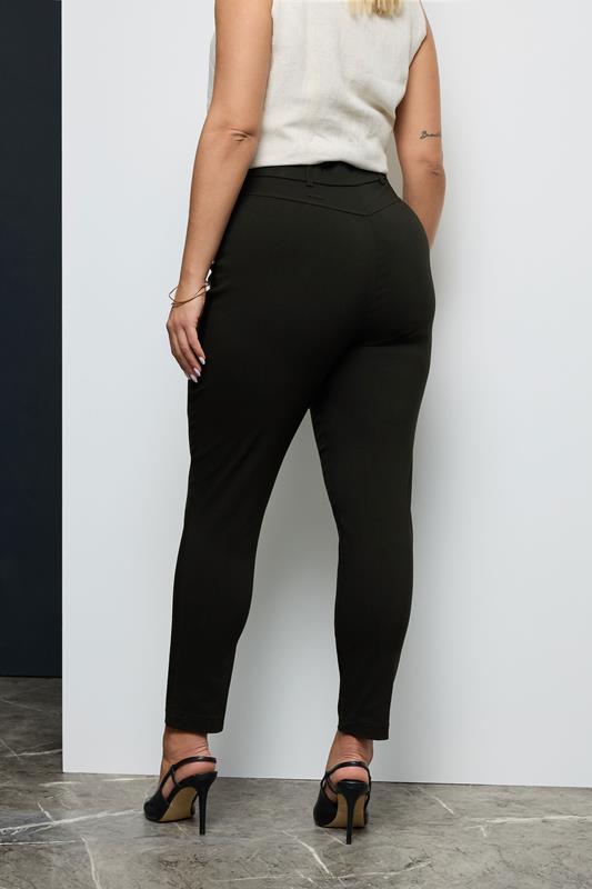 Curve Plus Size Black Bengaline Slim Leg Trousers 2