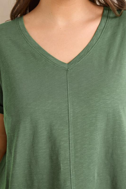EVANS Plus Size Soft Khaki V-Neck Cotton T-Shirt | Evans 4