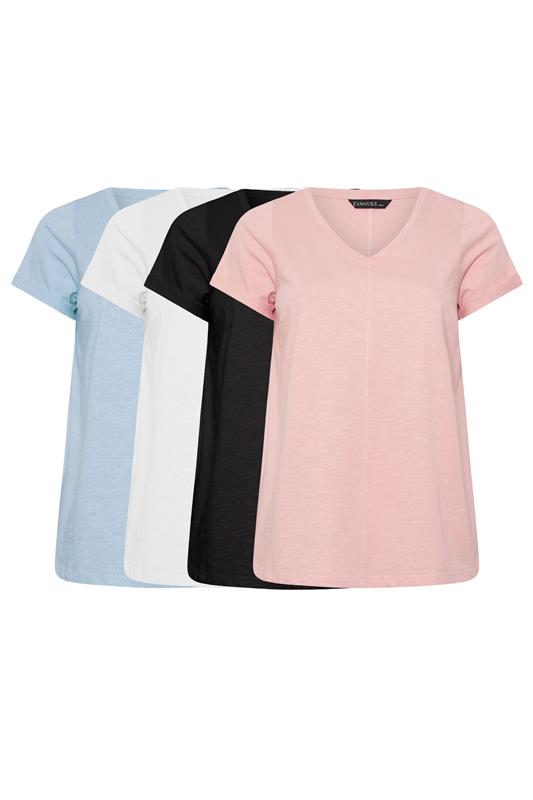EVANS ESSENTIAL 4 Pack Pink & Blue T-Shirts | Evans 1