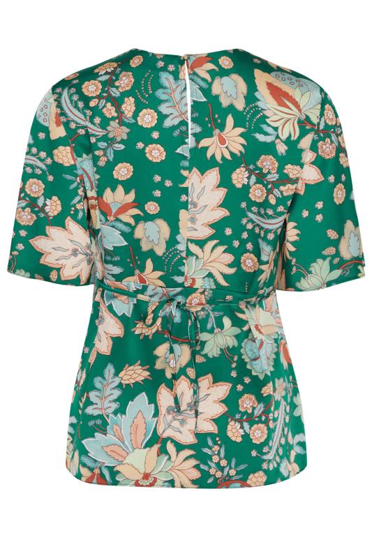 M&Co Dark Green Floral Tie Back Blouse | M&Co 7