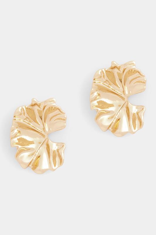 Gold Tone Molten Floral Earrings | Yours Clothing 1