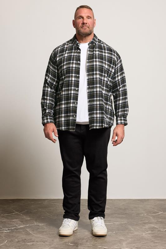 BadRhino Big & Tall Black & Yellow Brushed Checked Shirt | BadRhino 2