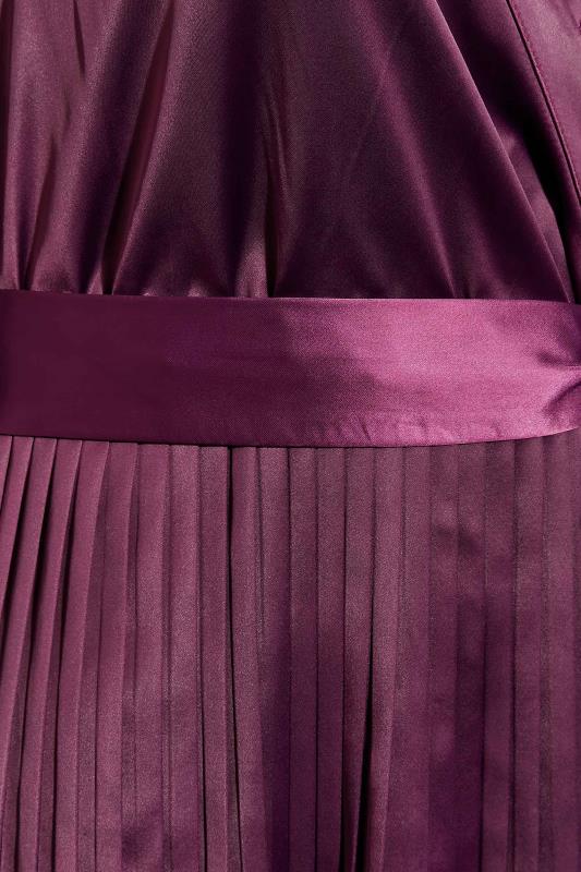 YOURS LONDON Plus Size Purple Satin Pleated Wrap Dress | Yours Clothing 5