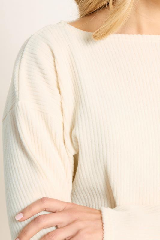 LTS Tall Cream Ribbed Soft Touch Batwing Top | Long Tall Sally 4