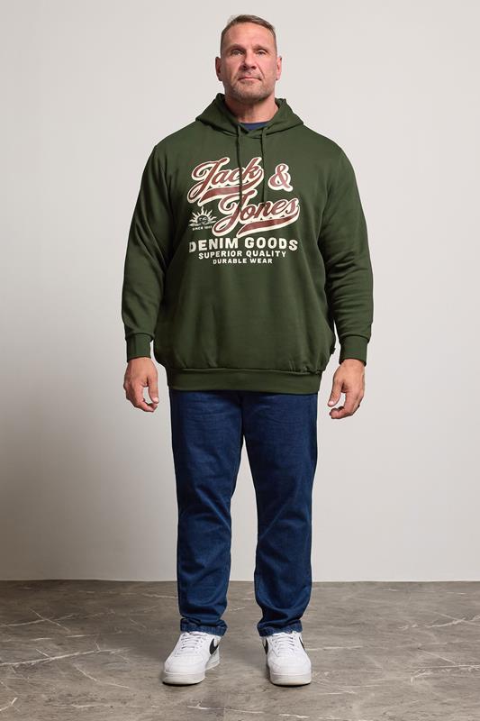 Jack & Jones Big & Tall Duffel Green Superior Hoodie | BadRhino 1
