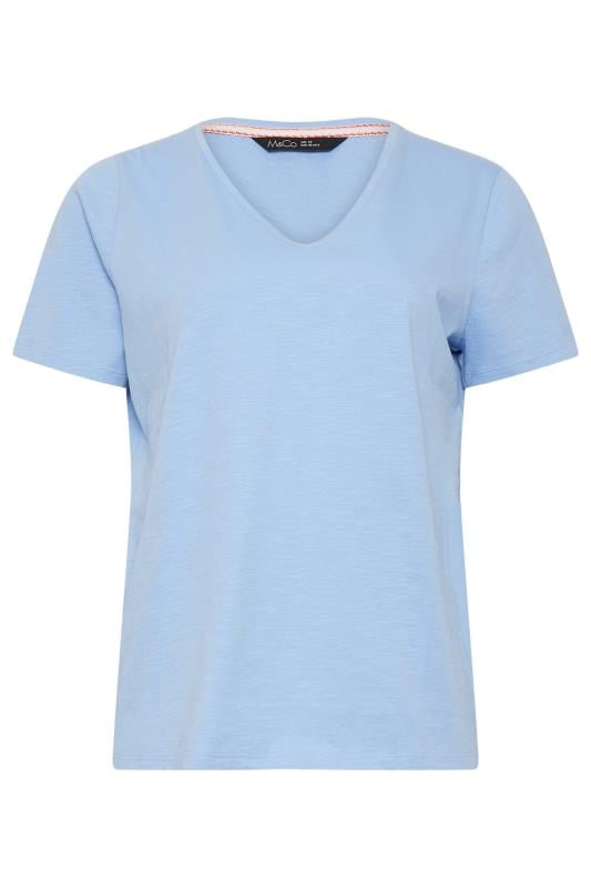 M&Co Blue V-Neck Cotton T-Shirt | M&Co 5