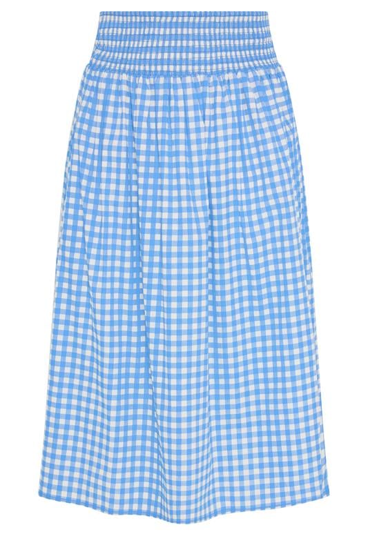 YOURS Plus Size Blue Gingham Maxi Skirt | Yours Clothing 5