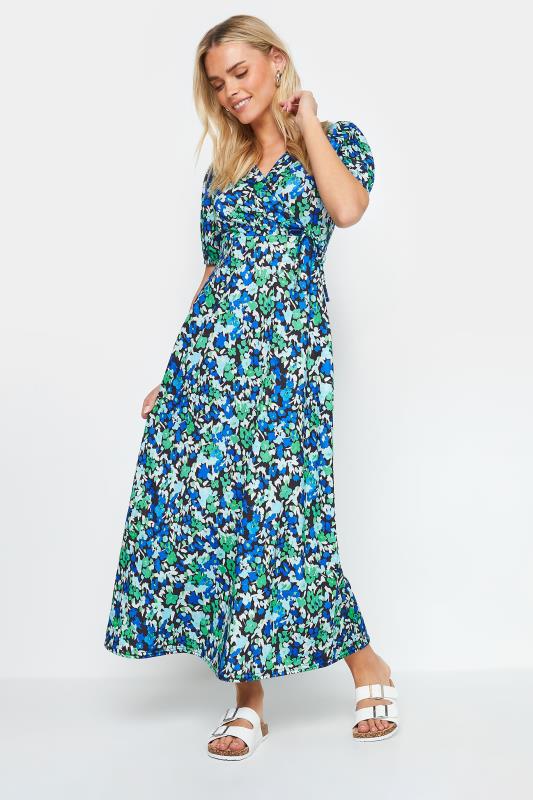 M&Co Petite Black & Blue Floral Print Maxi Dress | M&Co 2