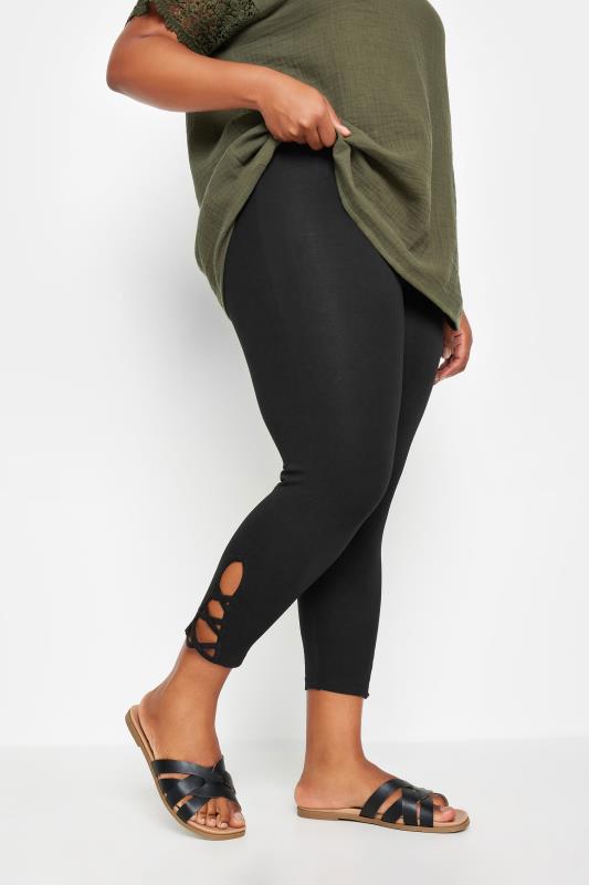 YOURS Curve Black Cut Out Cropped Leggings