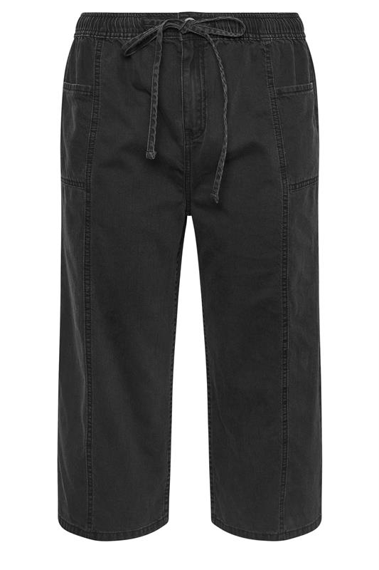 YOURS Plus Size Washed Black Cropped Denim Trousers | Yours Clothing 5