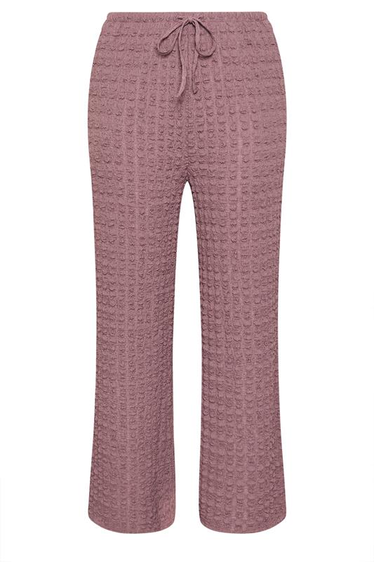 YOURS Plus Size Dusky Pink Bubble Textured Wide Leg Trousers | Yours Clothing 5