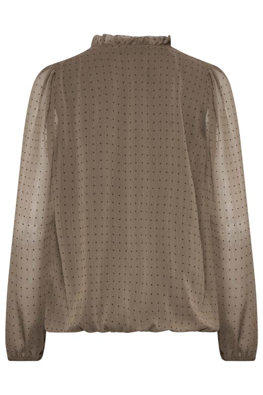 M&Co Brown Dobby Tie Neck Blouse | M&Co 7