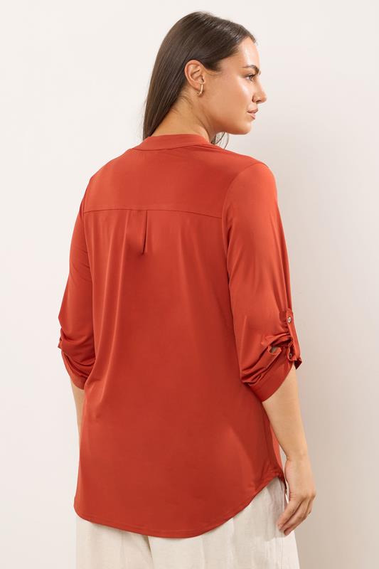 EVANS Plus Size Orange Zip Front Jersey Blouse | Evans  2