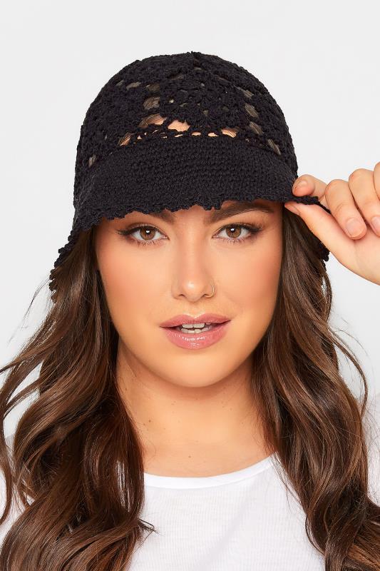 Black Crochet Bucket Hat | Yours Clothing  1